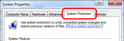 Windows System Properties, System Protections